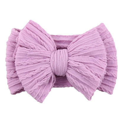 Newborn Solid Cable Baby Bow Headband for Child - Plush Fashions Shop 