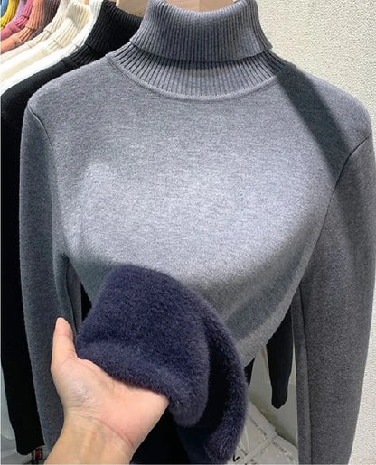 Women Elegant Thick Lined Warm Sweater - Plush Fashions Shop 