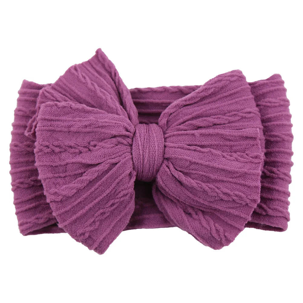 Newborn Solid Cable Baby Bow Headband for Child - Plush Fashions Shop 