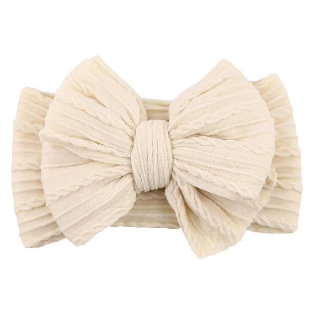 Newborn Solid Cable Baby Bow Headband for Child - Plush Fashions Shop 