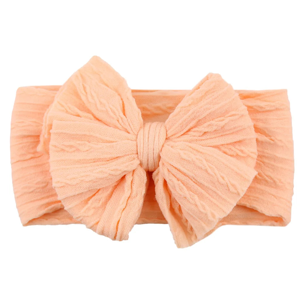 Newborn Solid Cable Baby Bow Headband for Child - Plush Fashions Shop 