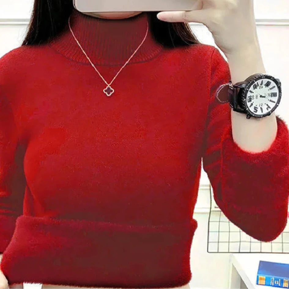 Women Elegant Thick Lined Warm Sweater - Plush Fashions Shop 