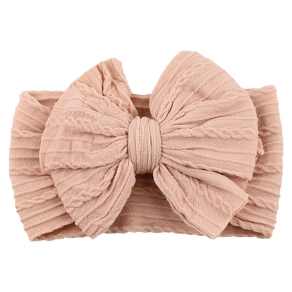 Newborn Solid Cable Baby Bow Headband for Child - Plush Fashions Shop 